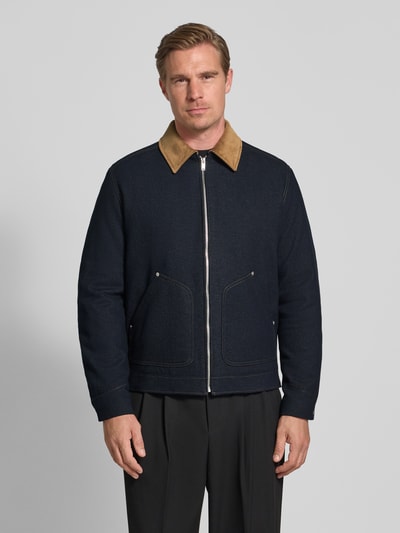 Drykorn Jeansjack met platte kraag en ritssluiting, model 'RIKALO' Marineblauw - 4