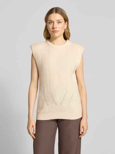 ICHI Pullunder mit gerippten Abschlüssen Modell 'PROVOKE' Offwhite 4