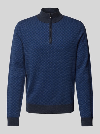 BOSS Gebreide pullover met labeldetail, model 'Eltorino' Marineblauw - 2