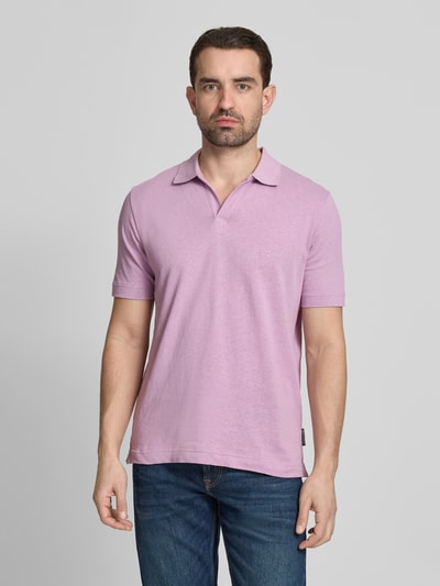 Marc O'Polo Regular Fit Poloshirt aus Baumwoll-Leinen-Mix  Flieder 4