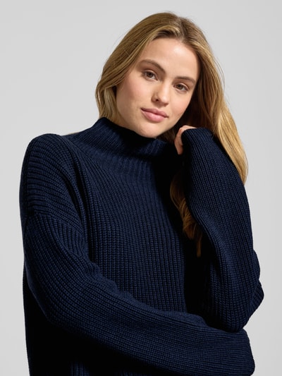 0039 Italy Loose fit gebreide pullover van een mix van kasjmier en wol, model 'LONA' Donkerblauw - 3