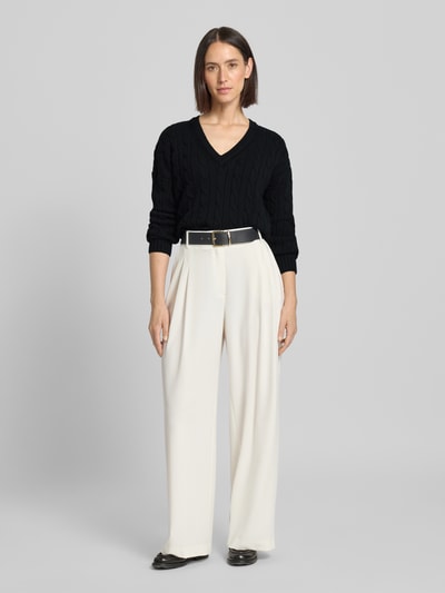 Lauren Ralph Lauren Sweter z dzianiny z dekoltem w serek model ‘TEDURPH’ Czarny 1