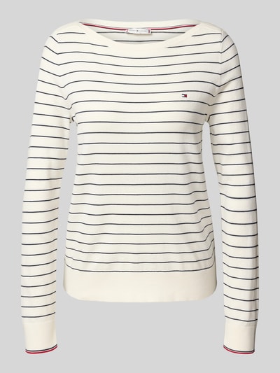 Tommy Hilfiger Bluzka z długim rękawem o kroju regular fit z mieszanki bawełny Écru 2