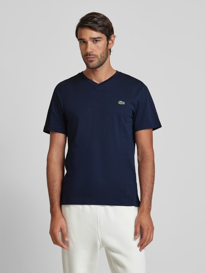 Lacoste T-shirt z wyhaftowanym logo model ‘Basic’ Granatowy 4