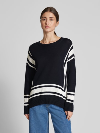 MAERZ Muenchen Oversized Strickpullover mit Rundhalsausschnitt Marine 4