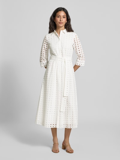 Milano Italy Sukienka midi z ażurowym wzorem Złamany biały 4