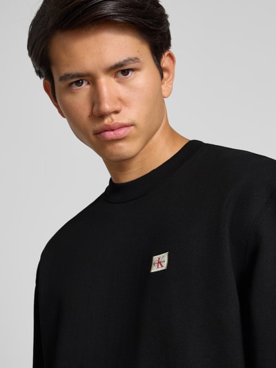 Calvin Klein Jeans Regular fit sweatshirt met logopatch, model 'Terry' Zwart - 3