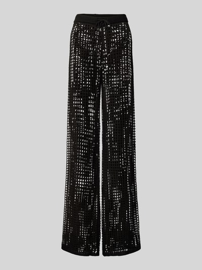 Guess Spodnie z szeroką nogawką z koronki szydełkowej z ażurowym wzorem Czarny 2