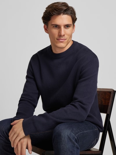 Jack & Jones Premium Sweter z dzianiny ze stójką model ‘MILANO’ Ciemnoniebieski 3