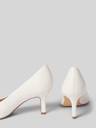 Productfoto, Pumps aus echtem Leder van Tamaris in effen wit met puntige neus, stilettohak, instap, licht gestructureerde zool.