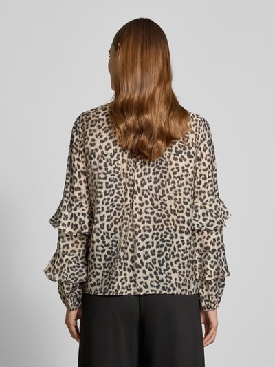 Christian Berg Woman Bluzka o kroju regular fit z mieszanki wiskozy z falbanami Piaskowy 5