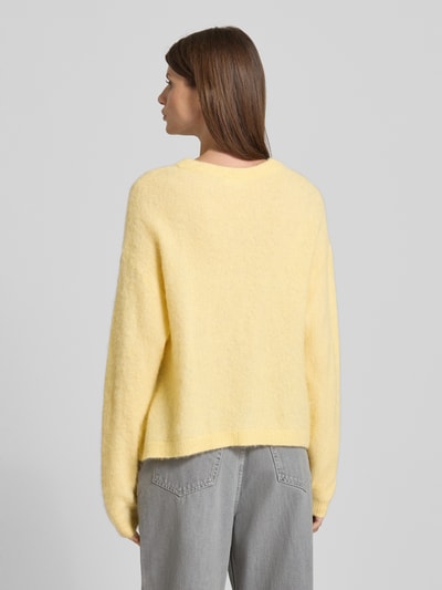 American Vintage Oversized gebreide pullover met ronde hals, model 'NENYBA' Lichtgeel - 5