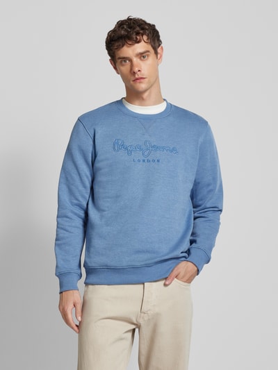 Pepe Jeans Sweatshirt mit Label-Stitching Modell 'Nouvel' Blau 4