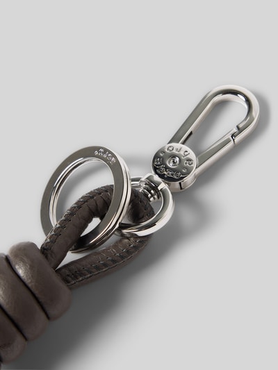 Abro Brelok do kluczy ze skóry naturalnej z wyhaftowanym logo Ciemnoszary 2