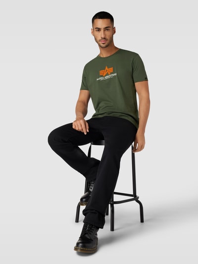 Alpha Industries T-Shirt mit Label-Print Oliv 1