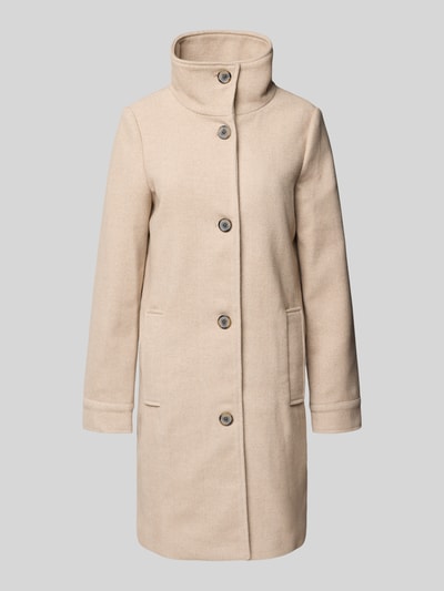 Tom Tailor Regular fit wollen lange jas met visgraatmotief Beige - 2
