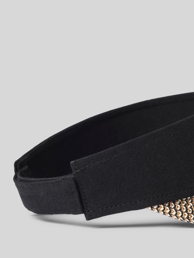 Produktfoto, Visor Cap mit Label-Detail Modell 'Vesder' von Barts, Material-Mix mit Leinen-Anteil, verstärkter Schirm, schwarz-beige Textur