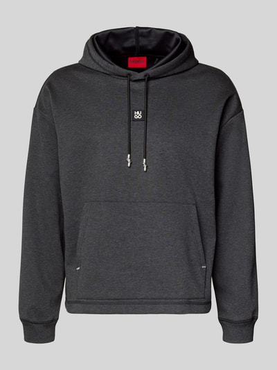 Produktfoto, Regular Fit Hoodie aus Baumwoll-Mix Modell 'DINEO' von HUGO, efekt: jednolity kolor, mieszanka bawełny, wyhaftowane logo, naszywka z logo, akcenty metalowe, kieszeń kangurka, kaptur z tunelem, długi rękaw z prążkowanym wykończeniem, dzianina dresowa
