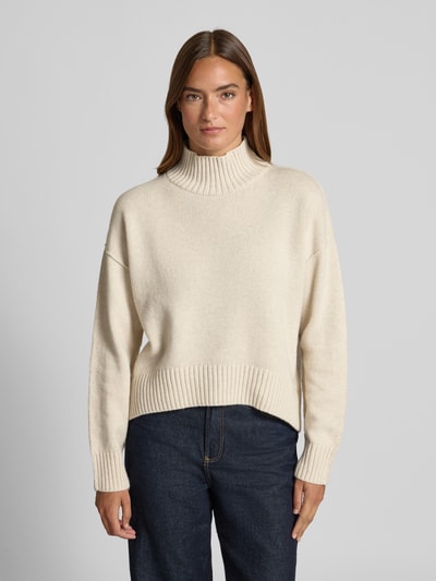 Oui Strickpullover aus Woll-Mix mit Stehkragen Offwhite Melange 4
