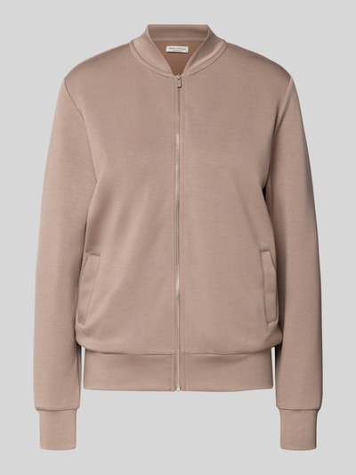 Produktfoto, Regular Fit Sweatjacke mit Modal-Anteil von Marc O'Polo in Beige, College-Kragen, Reißverschluss, glatte Sweat-Oberfläche