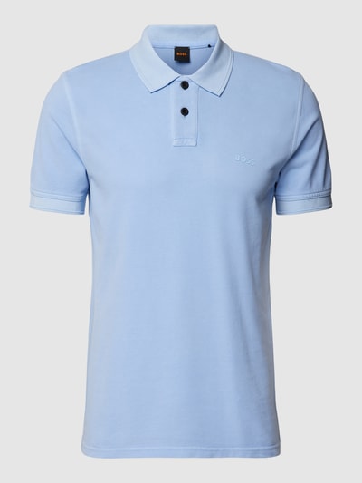 BOSS Orange Slim fit poloshirt met labeldetail, model 'Prime' Oceaanblauw - 2