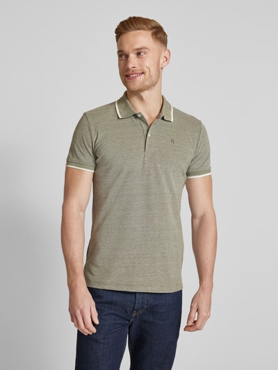 Casual Friday Slim Fit Poloshirt mit Logo-Stitching Modell 'TRISTAN' Hellgruen Melange 4