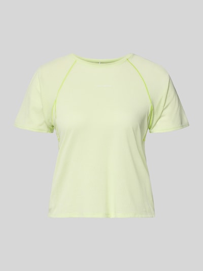 Produktfoto, Cropped T-Shirt mit Rundhalsausschnitt Modell 'SHKOUT' von Salomon in hellem Gelb, taillierte Passform, glatte Textur