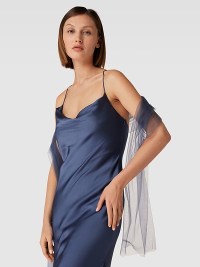 unique Abendkleid mit Wasserfall-Ausschnitt Rauchblau 3