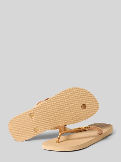 Produktfoto, Flip Flop met logodetail van Havaianas voor dames, afgeronde pasvorm, open hiel, teenslippers, hakhoogte maat 39/40: 1 cm, beige tinten, rubberen textuur