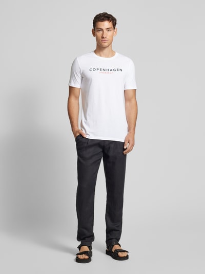 Lindbergh T-Shirt mit Label-Print Modell 'Copenhagen' Weiss 1