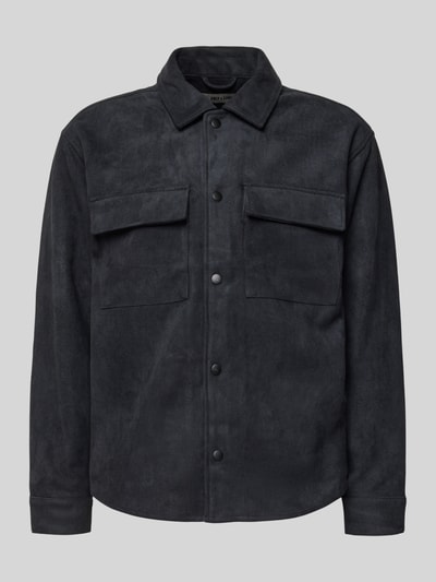 Only & Sons Kurtka o kroju regular fit z imitacji skóry welurowej z kieszeniami z patką na piersi model ‘RAVI’ Czarny 2