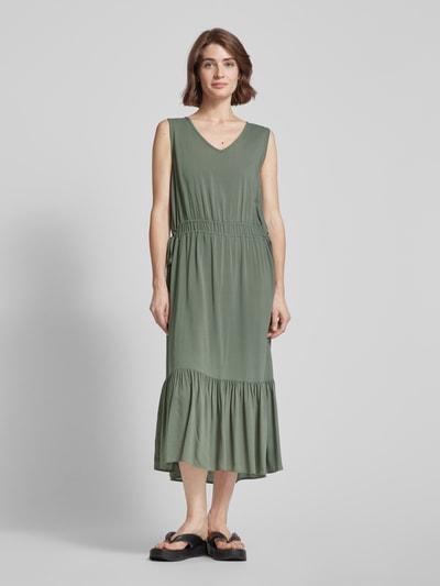 Soyaconcept Maxi-jurk van viscose met V-hals, model 'Radia' Kaki - 4