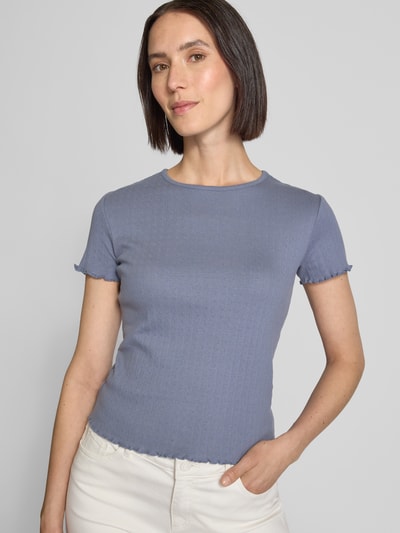 JAKE*S STUDIO WOMAN T-Shirt mit Rundhalsausschnitt und Wellensaum Jeansblau 3
