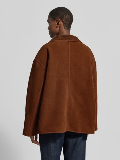 My Essential Wardrobe oversized fit jack met opstaande kraag model 'Funa' Donkerbruin - 5