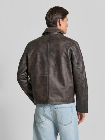 Diesel Leren jack van runder nappa model 'L-AMAR-WRD' Middenbruin - 5