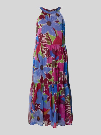 Produktfoto, Relaxed Fit Midikleid mit floralem Allover-Print von Christian Berg Woman Selection, kolorowy kwiatowy nadruk na całej powierzchni, marszczenia, halka pod spódnicę, krój bez rękawów, długość tyłu w rozmiarze 36: 127 cm, szerokość w rozmiarze 36: 50 cm