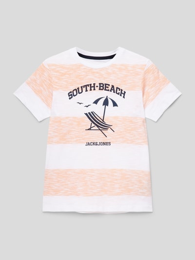 Jack & Jones T-Shirt mit Streifenmuster Modell 'SUMMER' Orange 1