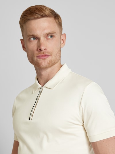 BOSS Slim Fit Poloshirt mit Label-Detail Modell 'Polston' Offwhite 3