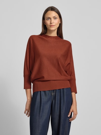 s.Oliver BLACK LABEL Relaxed fit pullover met turtleneck van viscosemix Roestrood - 4