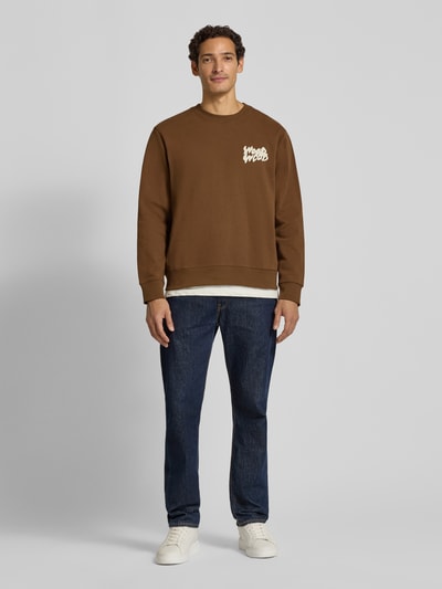 Wood Wood Sweatshirt mit Label-Print Modell 'Colter' Hazel 1