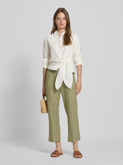 Angels Straight leg stoffen broek met elastische band, model 'Linn' Olijfgroen - 1