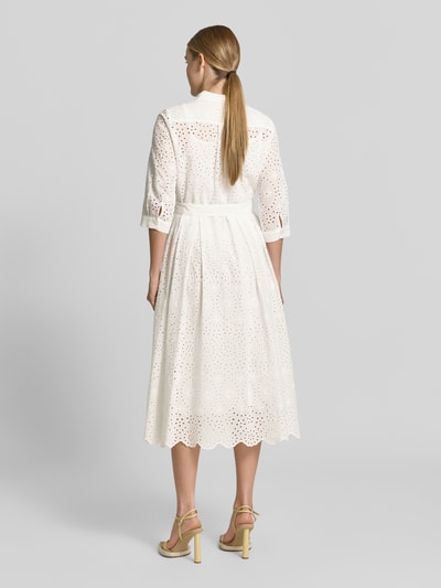 Milano Italy Hemdblusenkleid aus Lochspitze mit Knopfleiste Weiss 5
