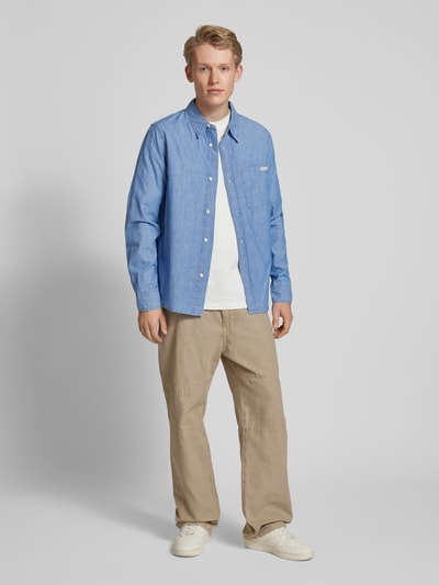 Calvin Klein Jeans Regular Fit Freizeithemd mit Kentkragen Modell 'CHAMBRAY' Jeansblau 1