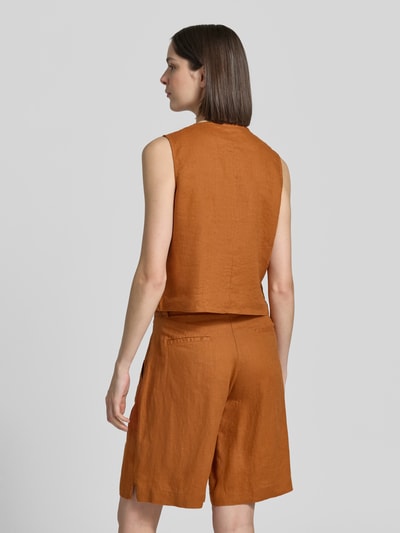 Christian Berg Woman Leinenweste mit V-Ausschnitt und Knopfleiste Camel 5