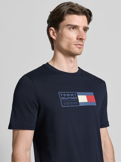 Tommy Hilfiger t-shirt o kroju regular fit z czystej bawełny Granatowy 3