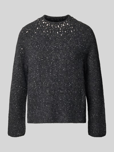 Marc Cain Strickpullover mit Ziersteinbesatz Dunkelgrau 2