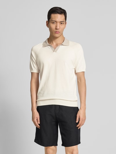 GRAN SASSO Regular fit poloshirt met V-hals Ecru - 4