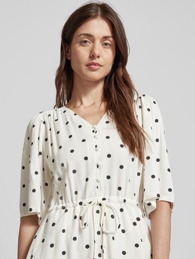 Fransa Midi-jurk met all-over motief, model 'Kama' Offwhite - 3