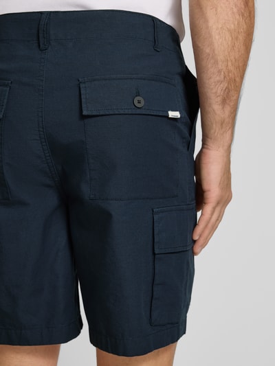 Knowledge Cotton Apparel Bermuda met Franse steekzakken Donkerblauw - 3
