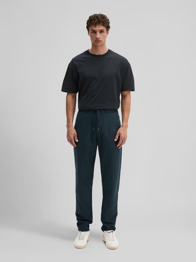 Marc O'Polo Relaxed Fit Hose aus Baumwolle-Leinen-Mix mit Tunnelzug Modell 'BELSBO' Marine 1